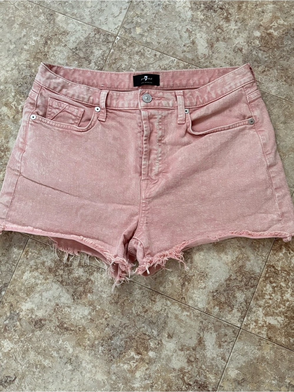 7 for all mankind Pink Monroe cutoff Denim Shorts